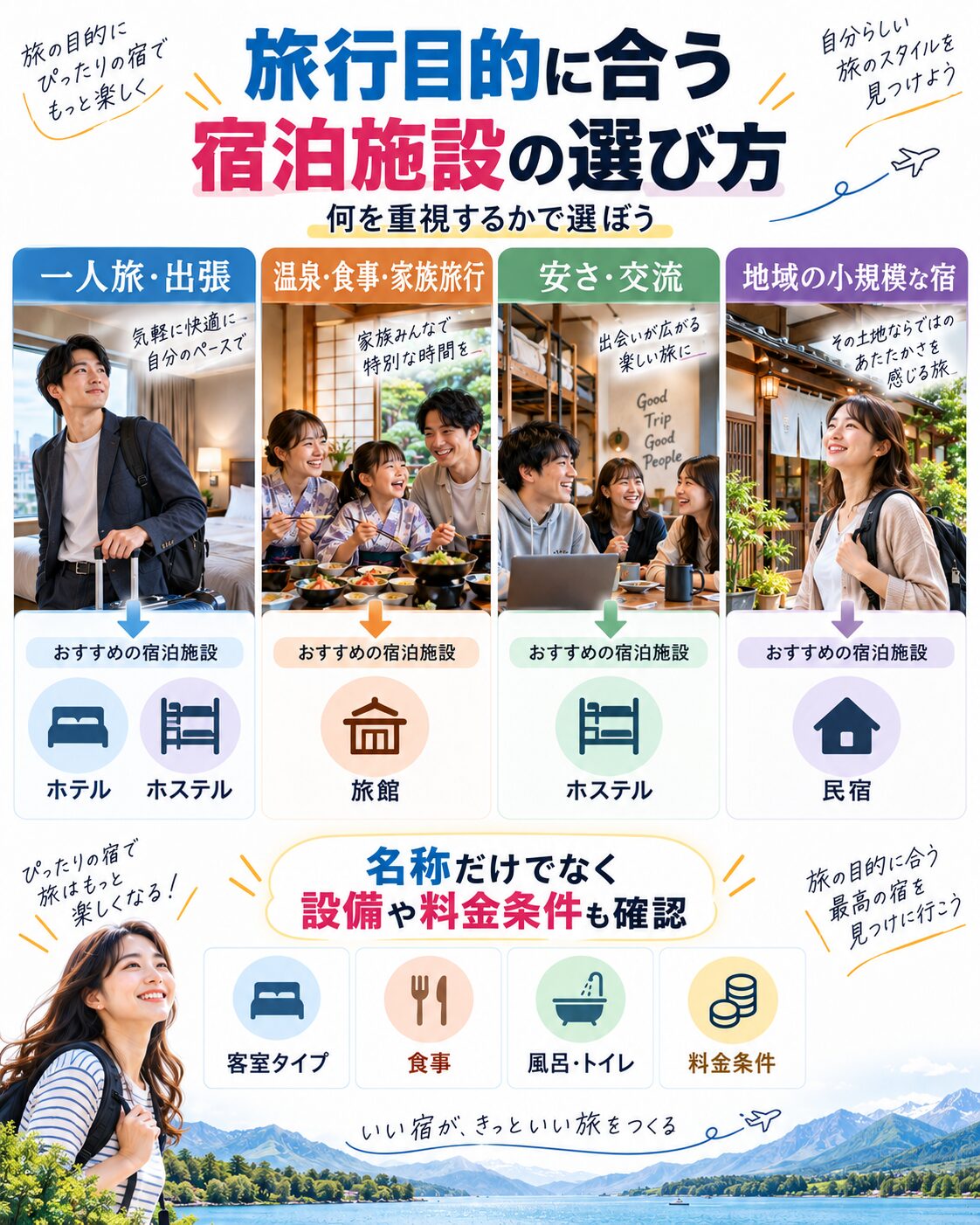 旅行目的に合う宿泊施設の選び方