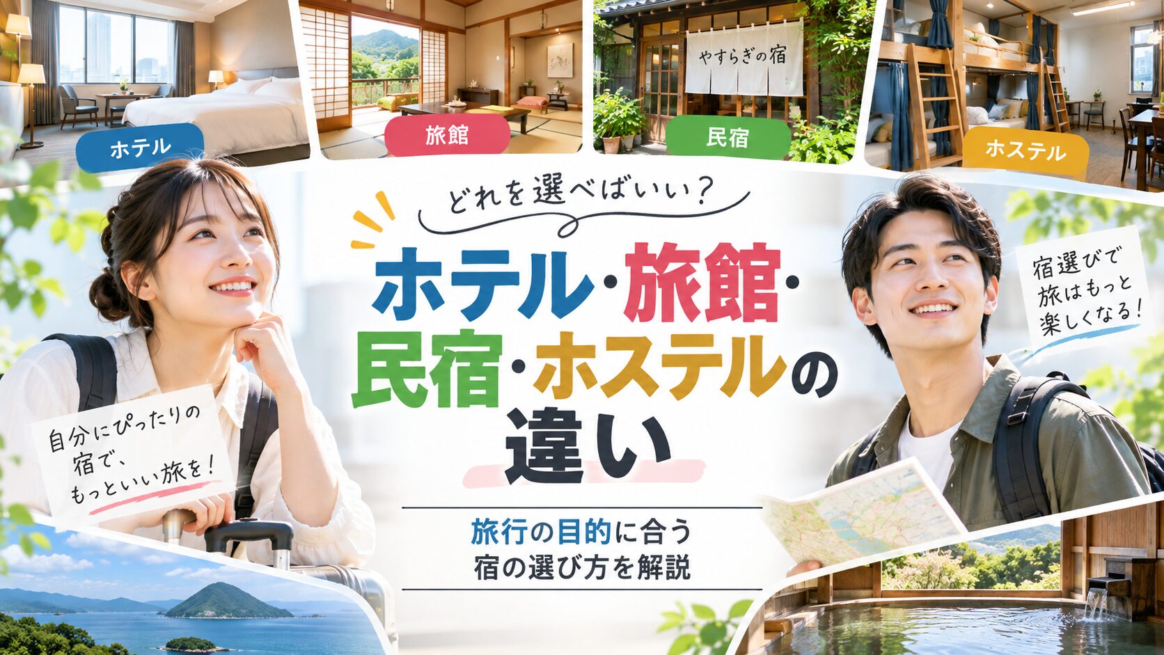 ホテル・旅館・民宿・ホステルの違い｜料金・特徴・選び方を比較