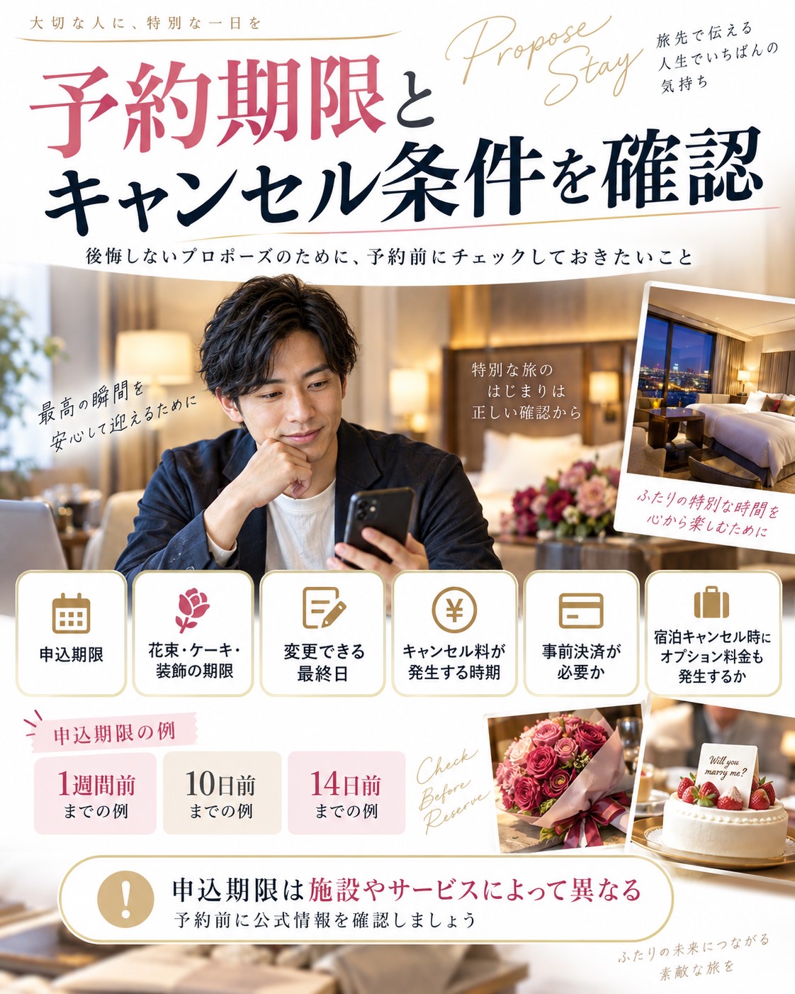 予約期限とキャンセル条件を確認