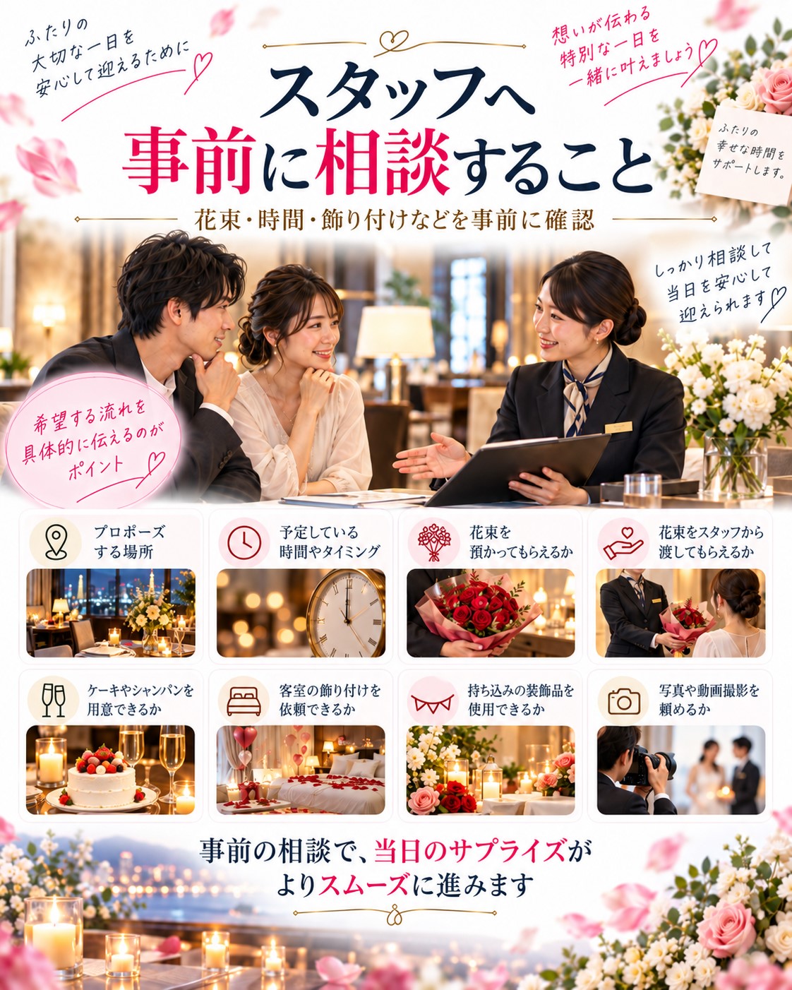 スタッフへ事前に相談すること