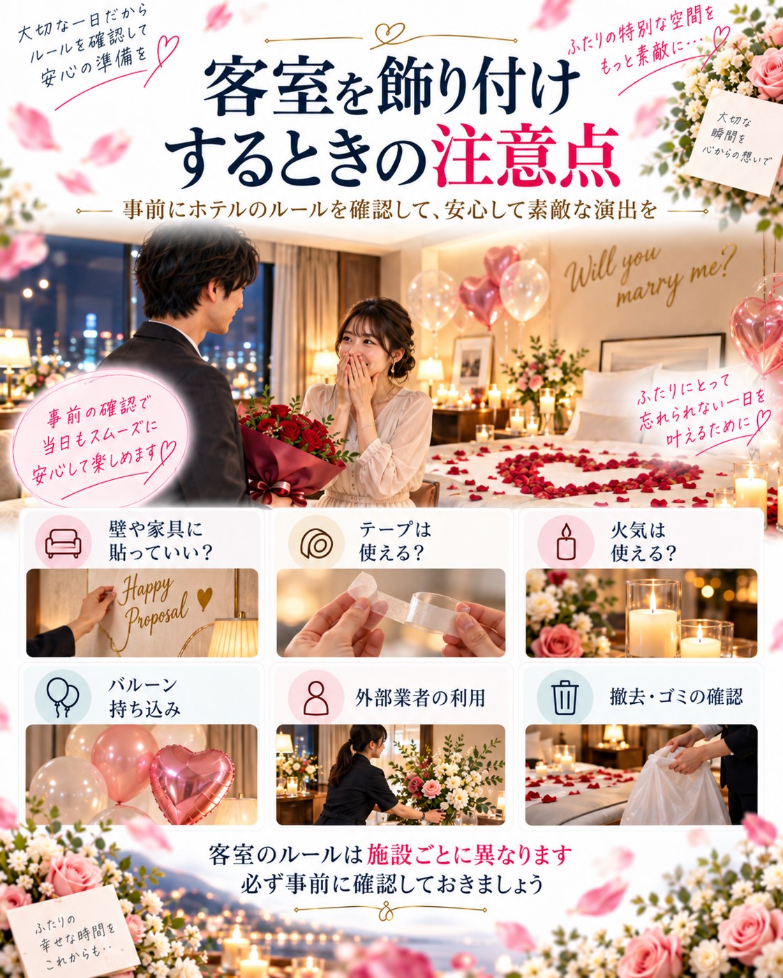 客室を飾り付けするときの注意点