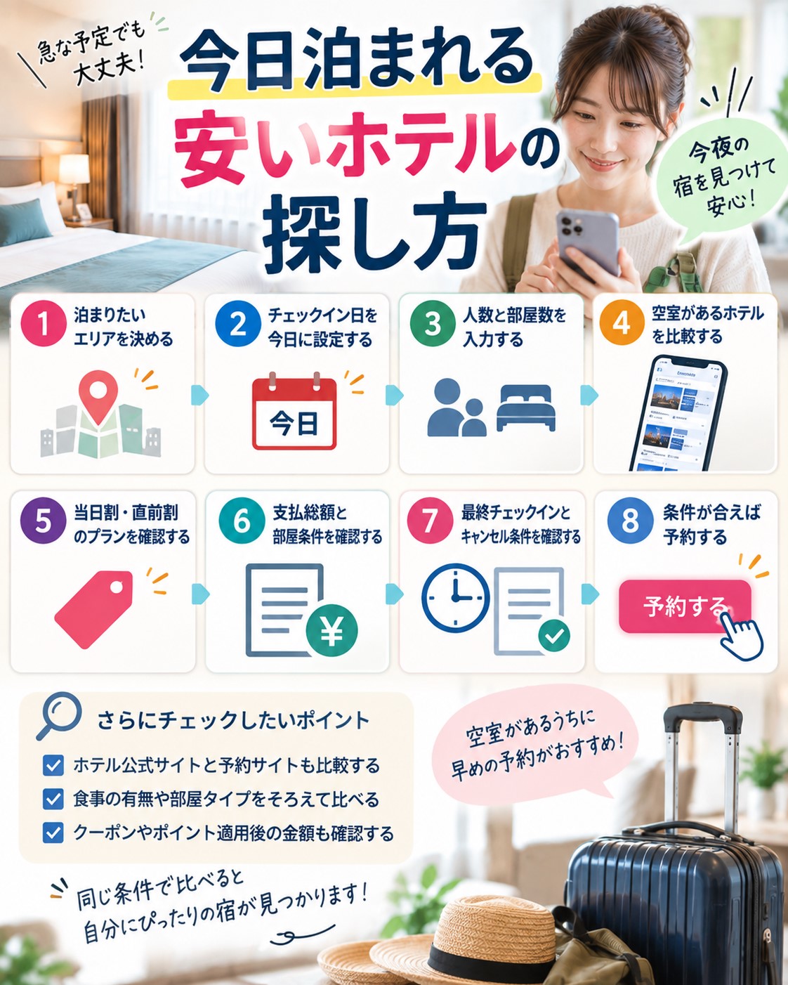 今日泊まれる安いホテルの探し方