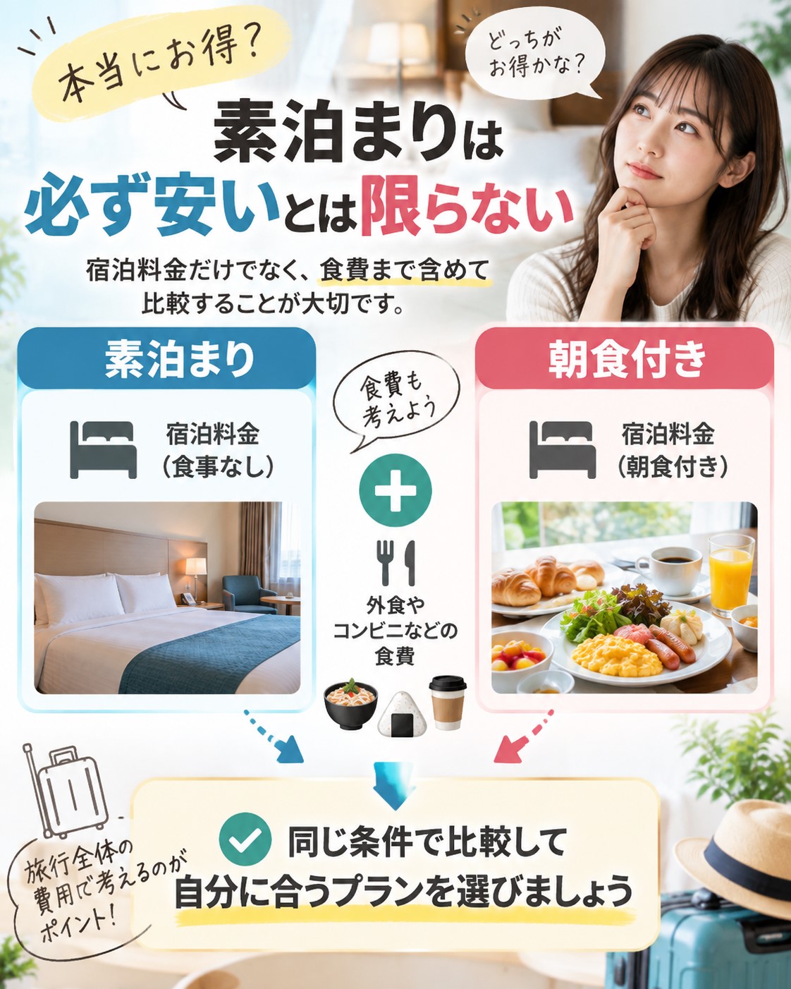 素泊まりは必ず安いとは限らない