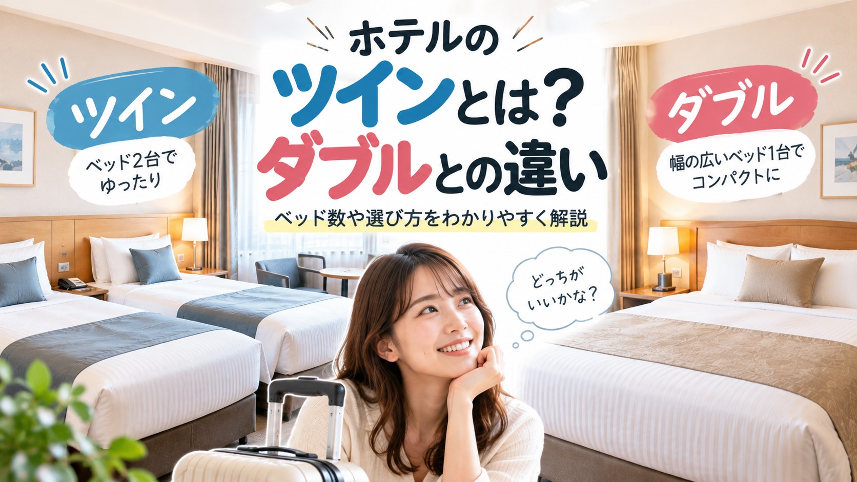 ホテルのツインとは？ダブルとの違い・ベッド数や選び方を解説