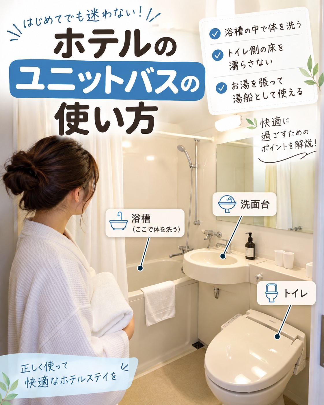ホテルのユニットバスの使い方