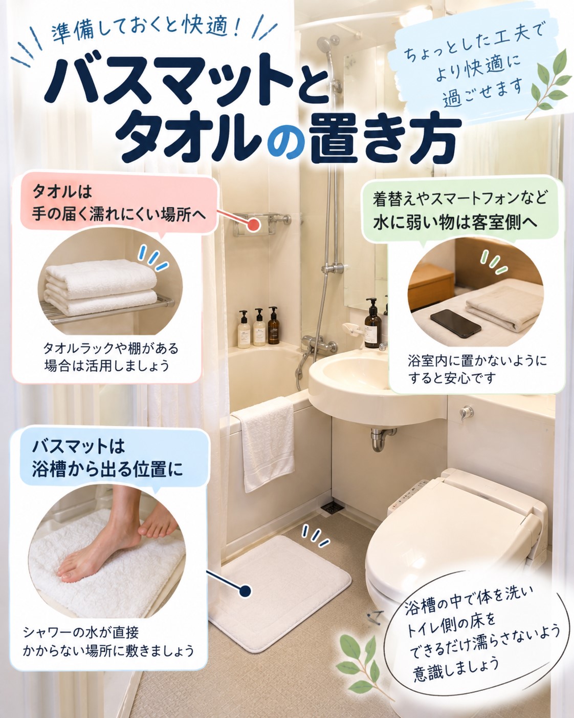 バスマットとタオルの置き方