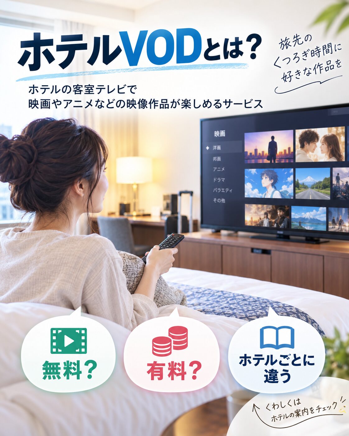 ホテルVODとは?料金と無料の違い