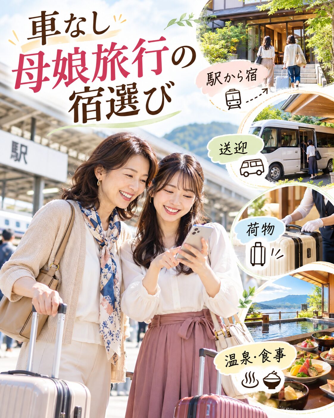 母娘旅行1泊2日は車なしでも宿選びで快適になる