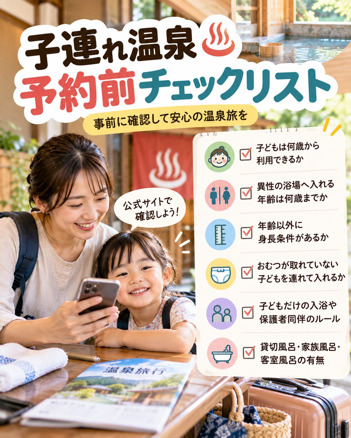 温泉へ行く前の確認チェックリスト