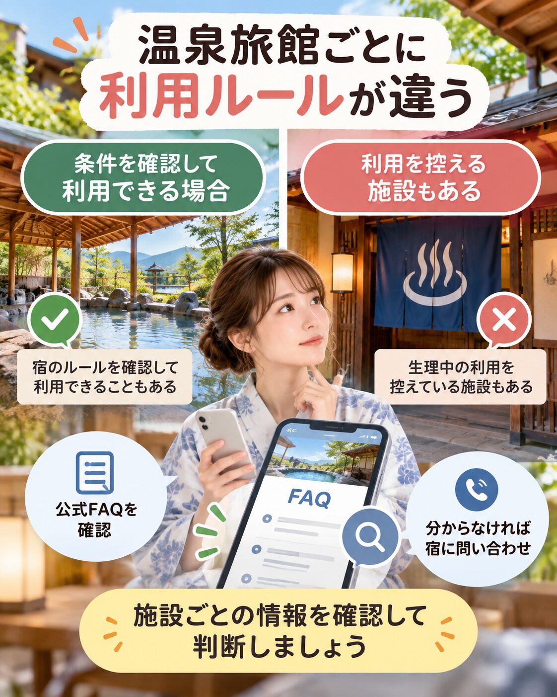 温泉旅館ごとに利用ルールが違う