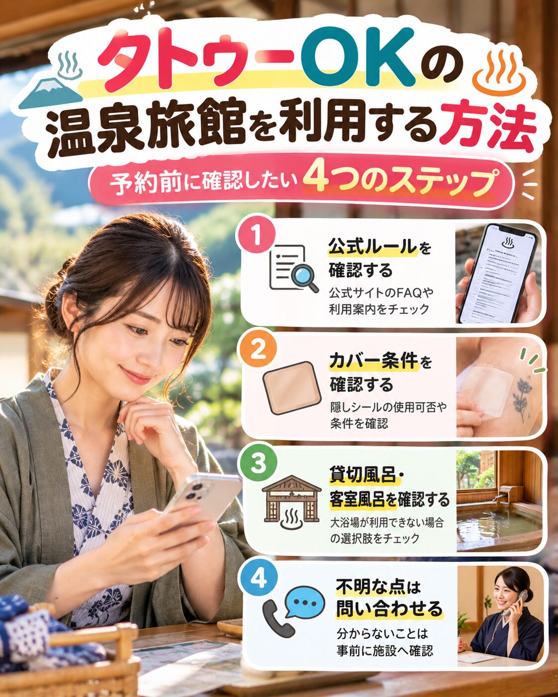 タトゥーOKの温泉旅館を利用する方法