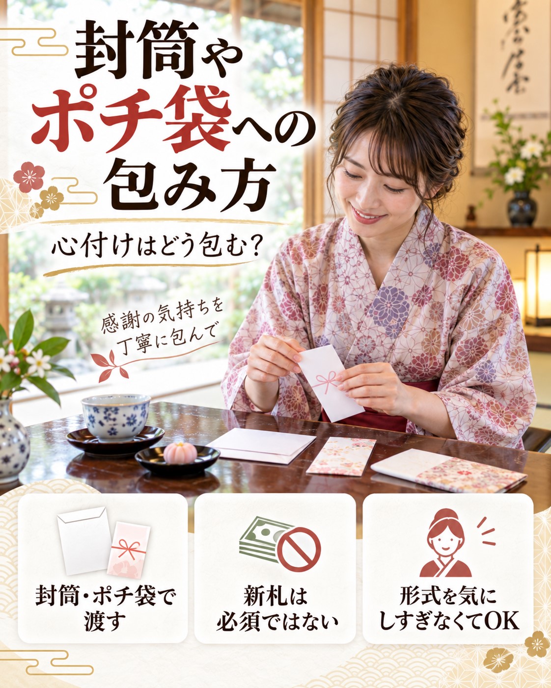 封筒やポチ袋への包み方