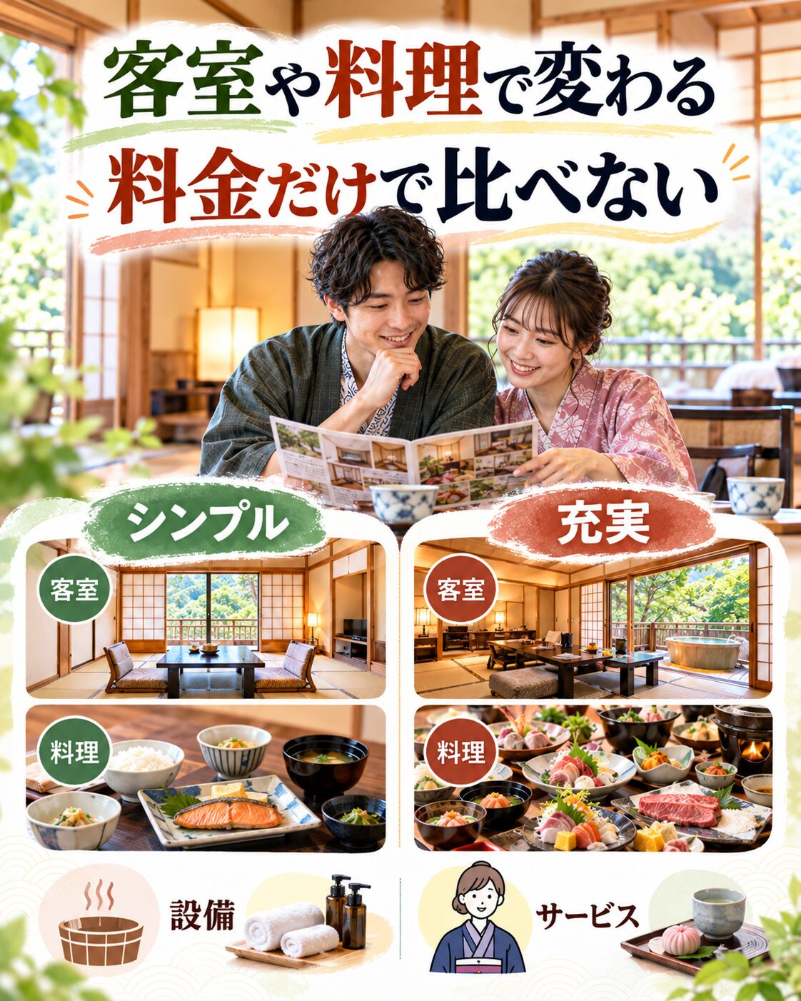客室や料理の内容による料金差