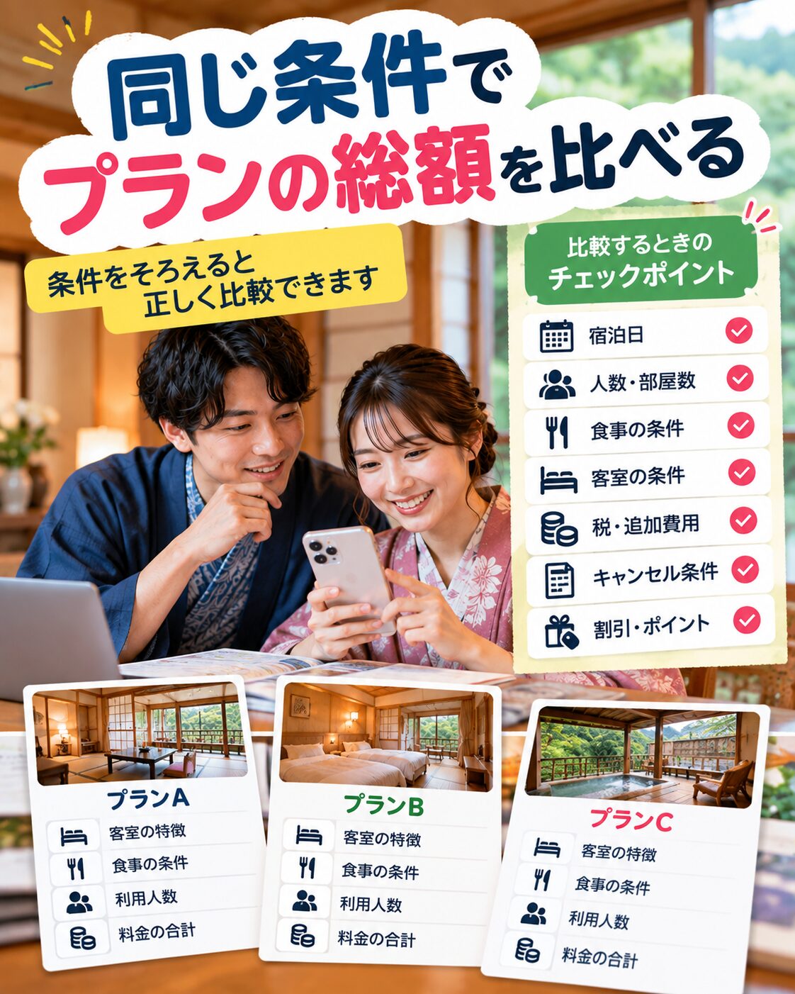 同じ条件でプランの総額を比べる