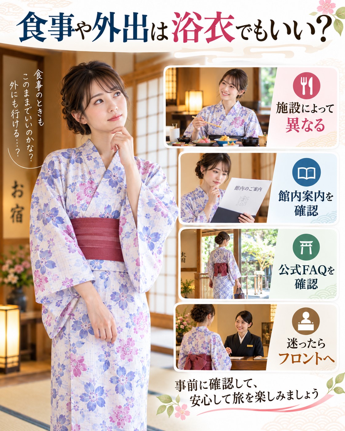 食事や外出は浴衣でもいい?