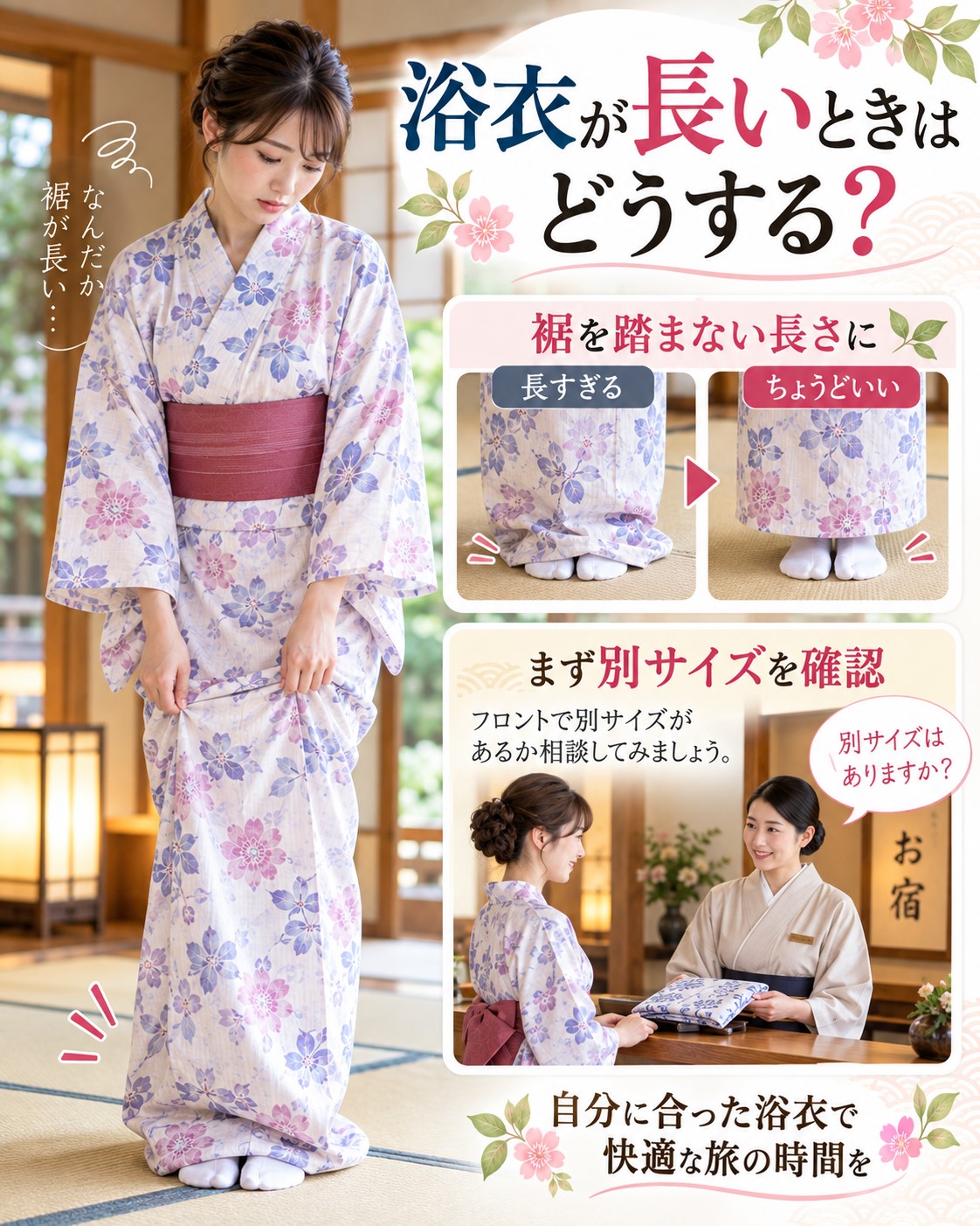 浴衣が長いときはどうする?