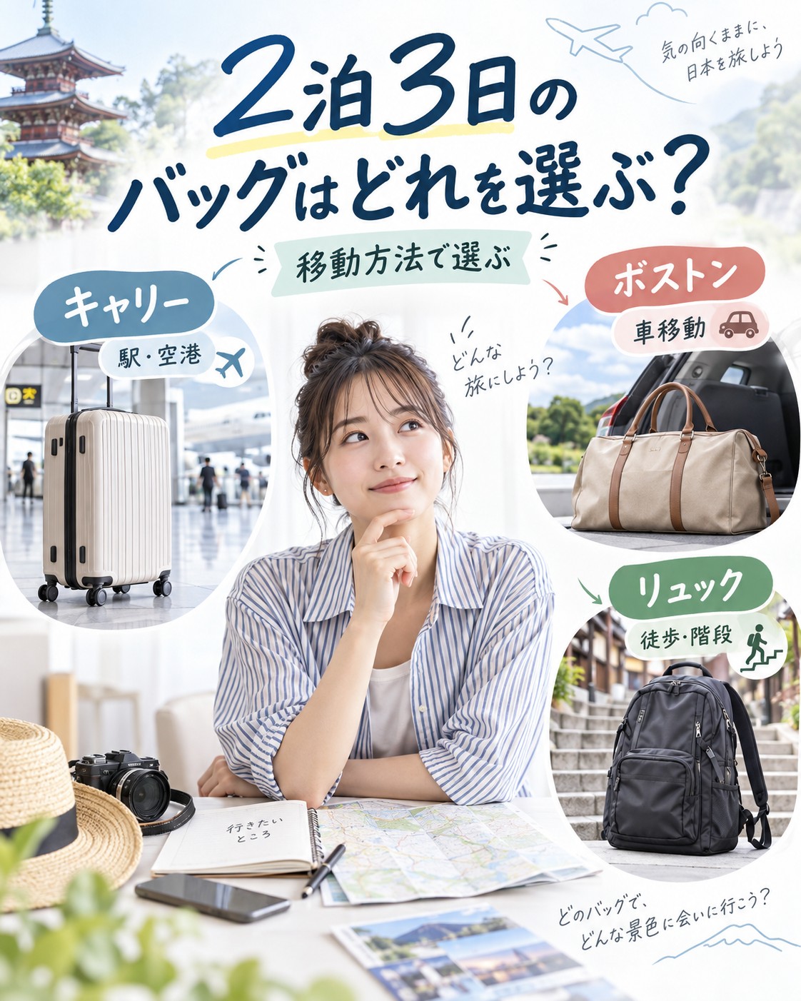 2泊3日のバッグはどれを選ぶ?
