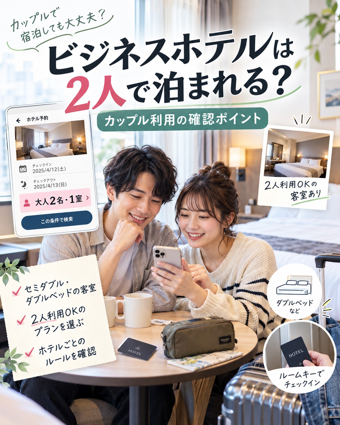 ビジネスホテルはカップル・2人で泊まれる?