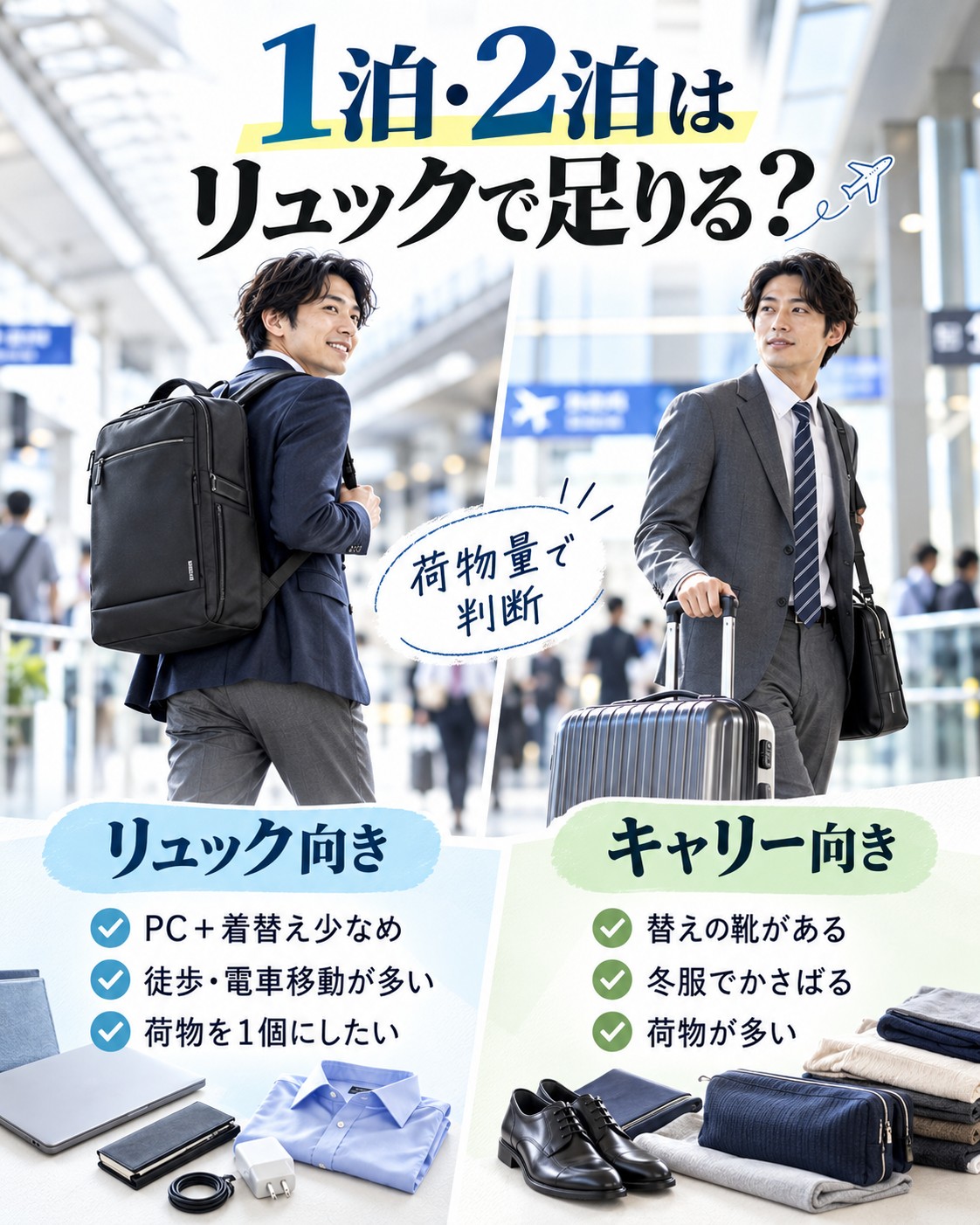 1泊・2泊はリュックで足りる?