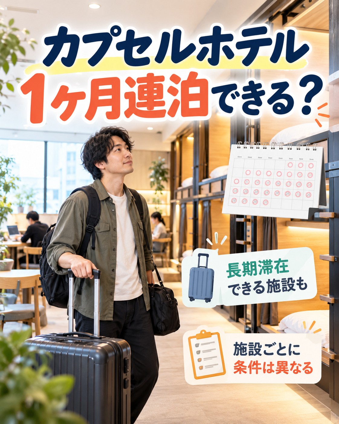 カプセルホテルは1ヶ月連泊できる?