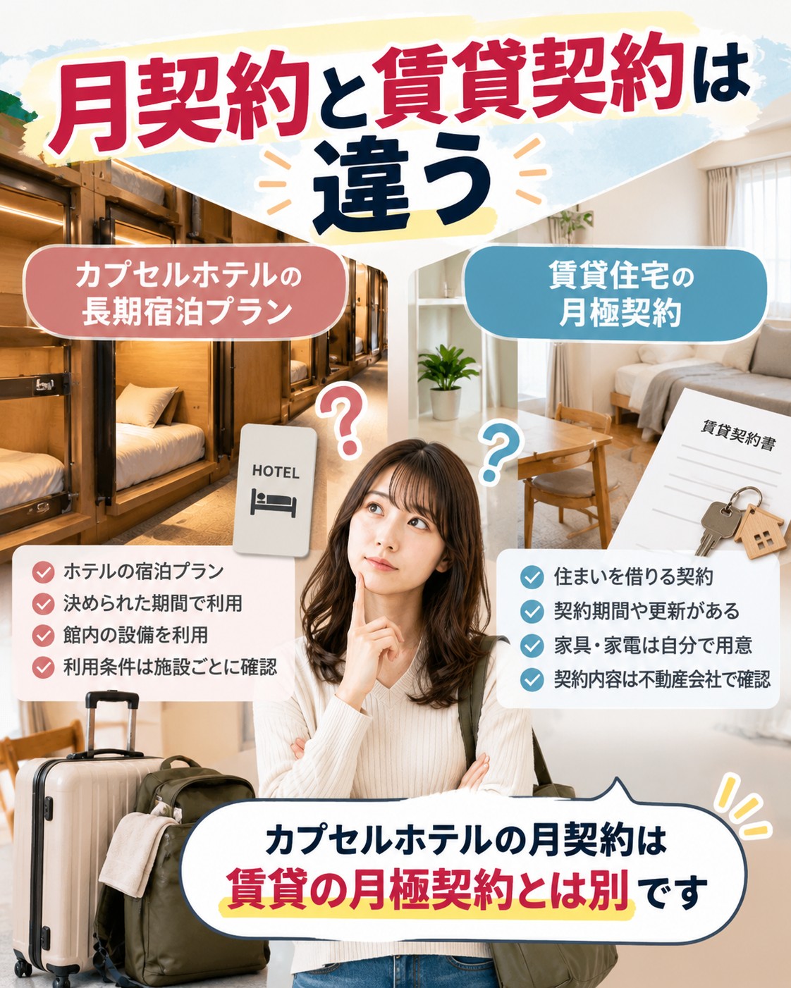 月契約と賃貸契約は違う