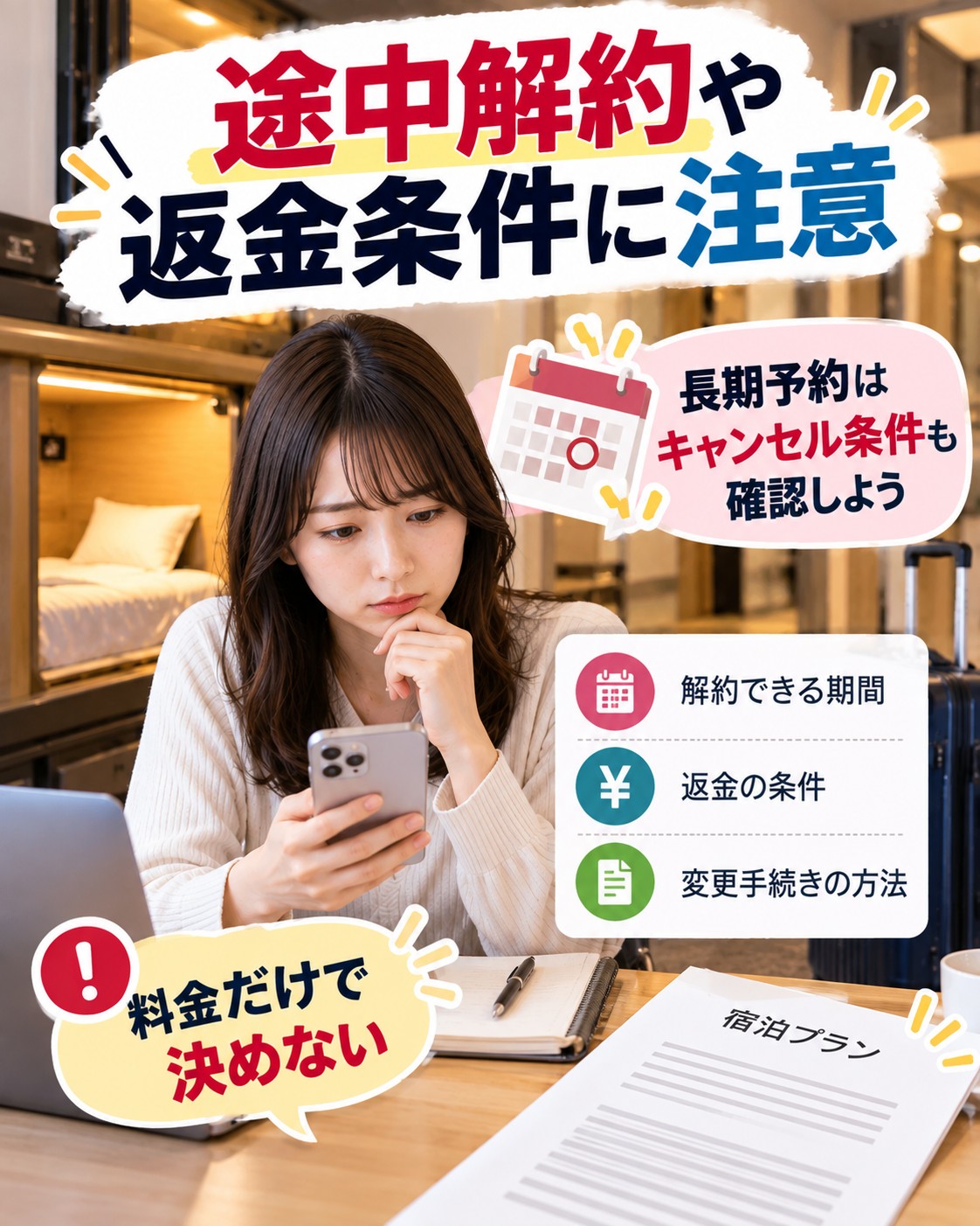 途中解約や返金条件に注意