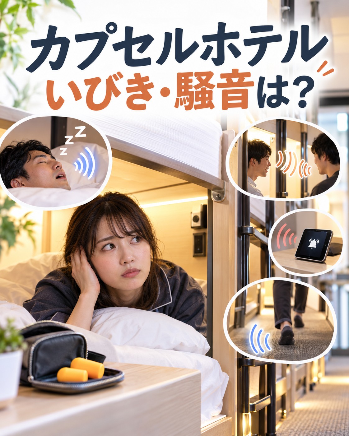 カプセルホテルはいびきや騒音がうるさい？