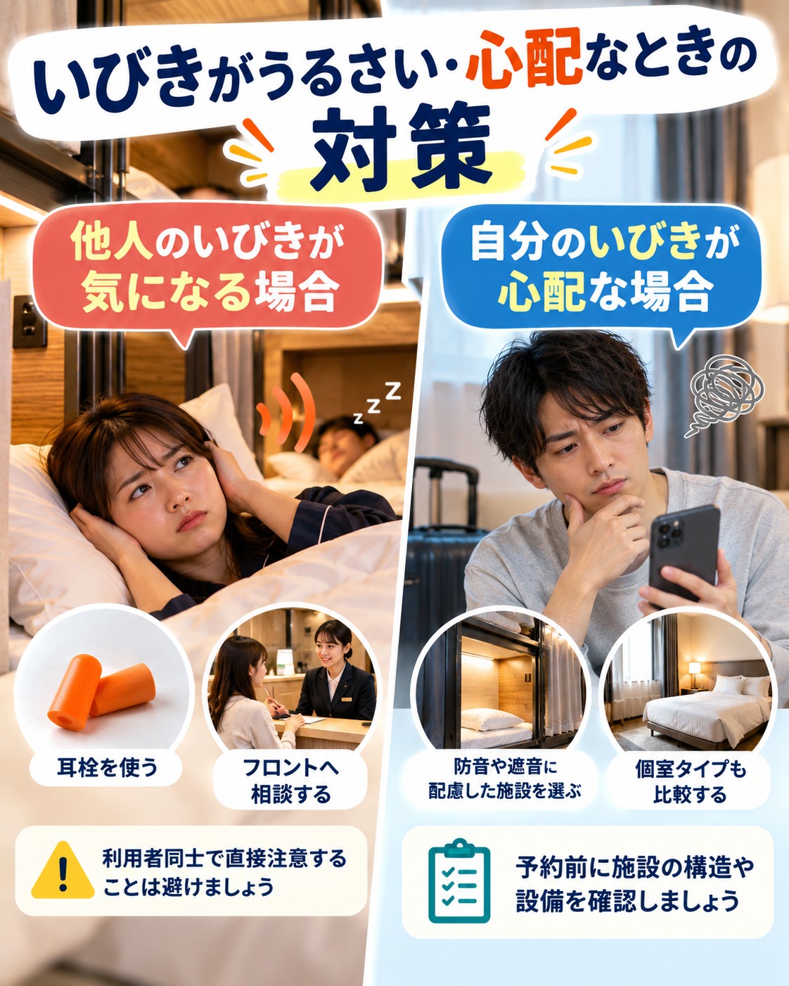 いびきがうるさい・心配なときの対策