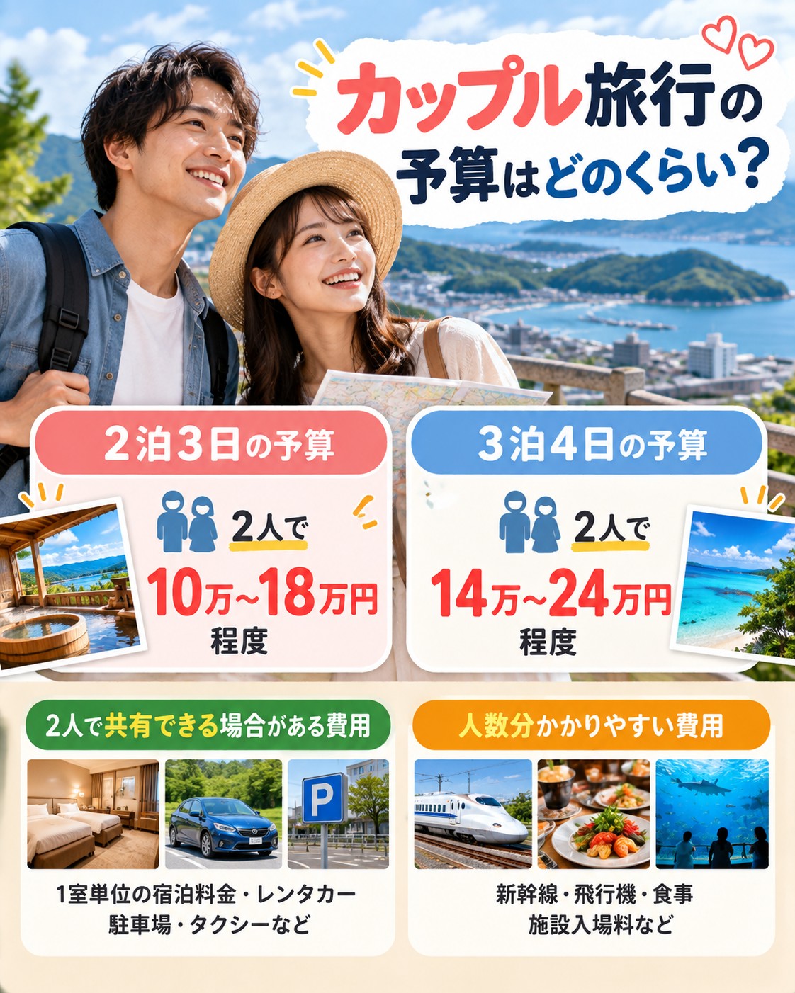 カップルの2泊3日・3泊4日予算