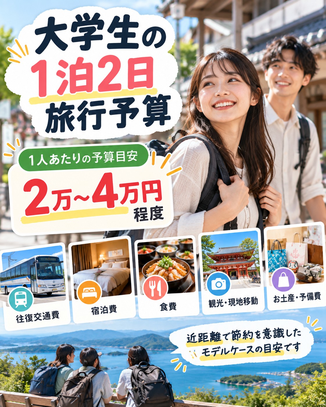 大学生の1泊2日旅行予算