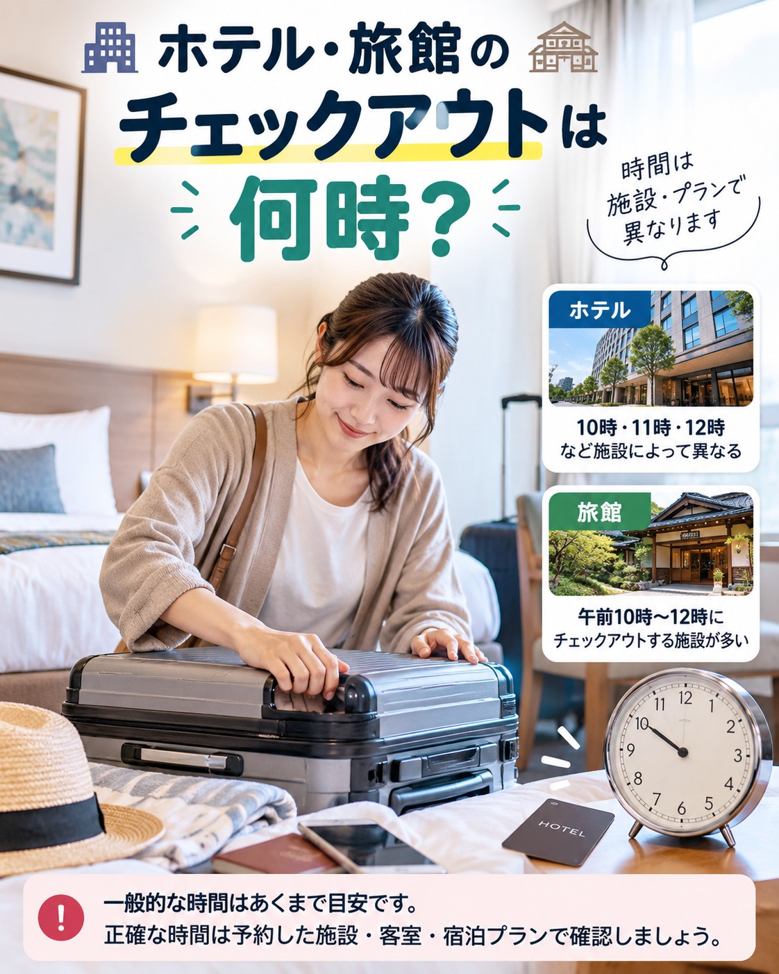 ホテル・旅館のチェックアウトは何時?