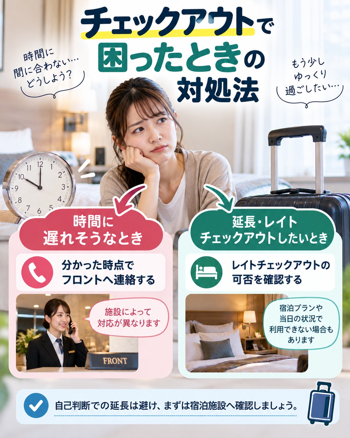 チェックアウトで困ったときの対処法