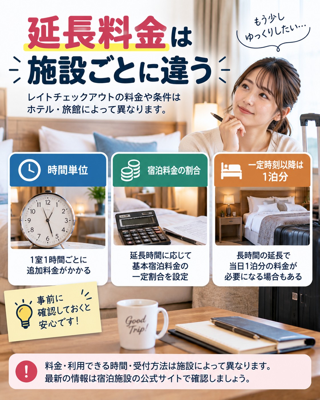 延長料金は施設ごとに違う