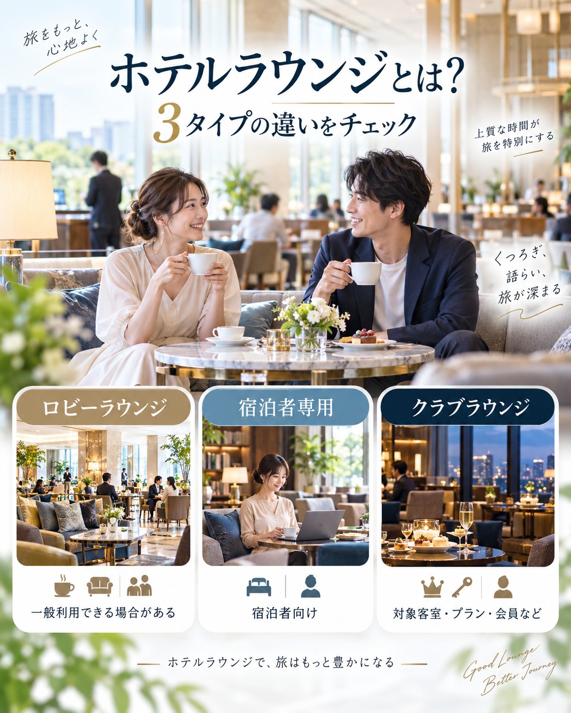 ホテルラウンジとは?種類と違い