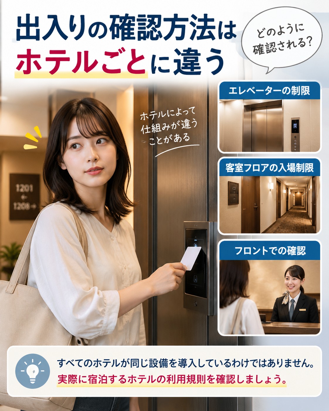 出入りの確認方法はホテルごとに違う