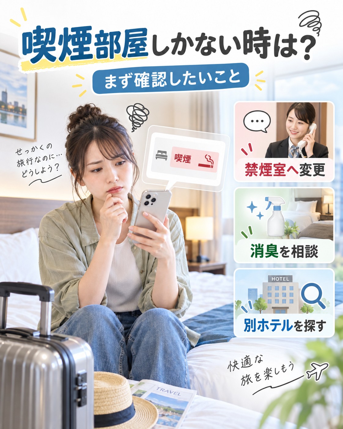 ホテルで喫煙部屋しかないときの対策
