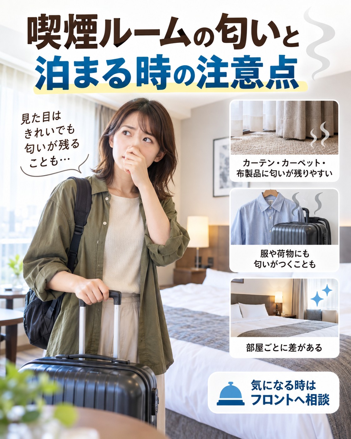 ホテルの喫煙ルームの匂いと泊まる場合の注意点
