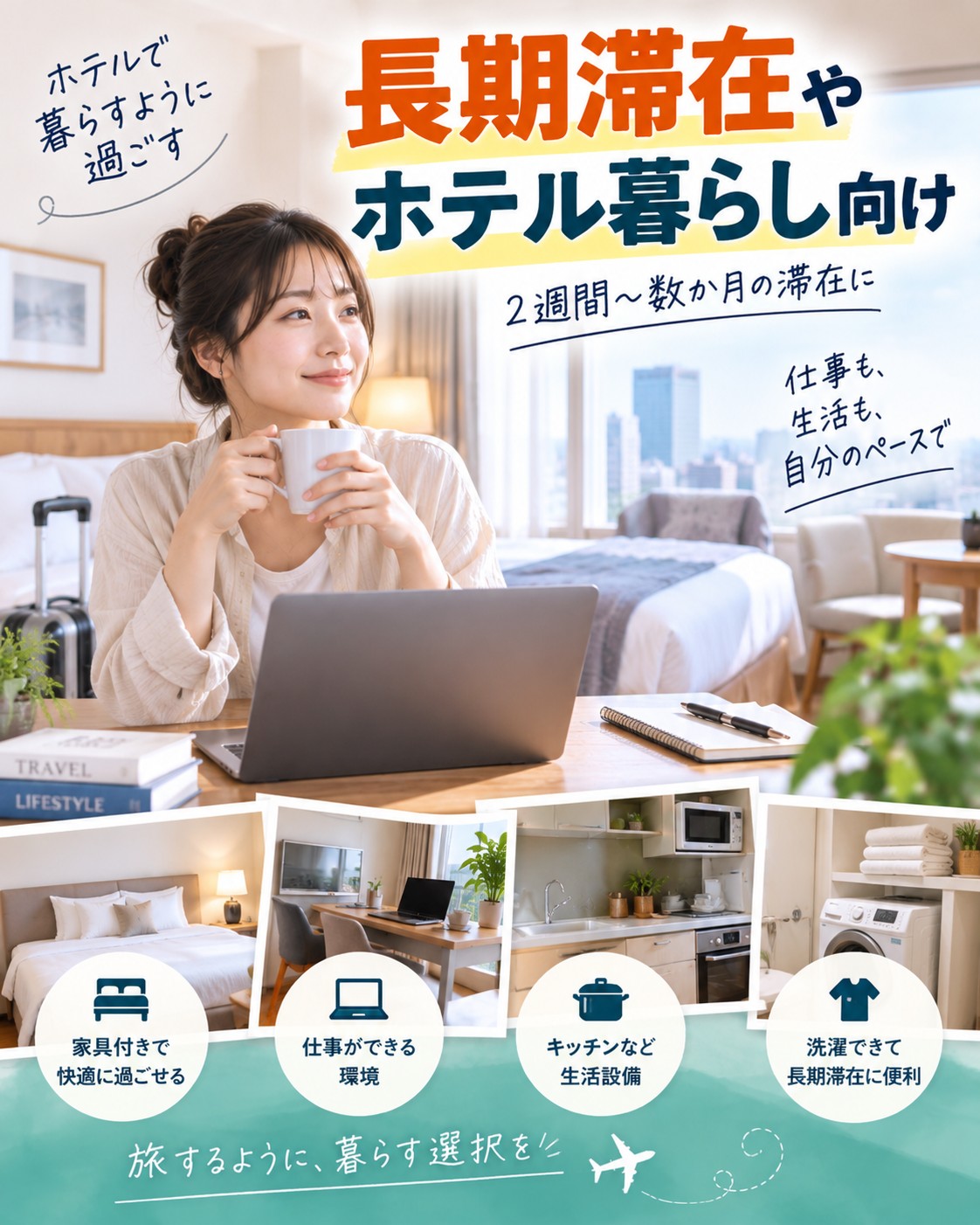 長期滞在やホテル暮らし向け