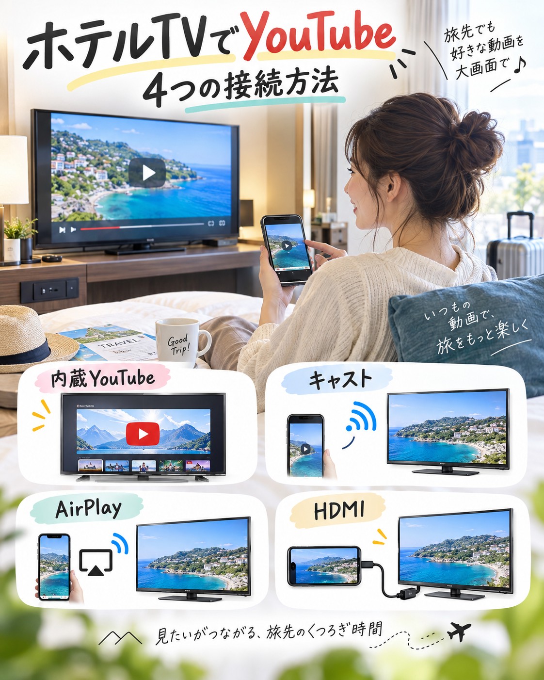ホテルのテレビでYouTube・ミラーリングする方法