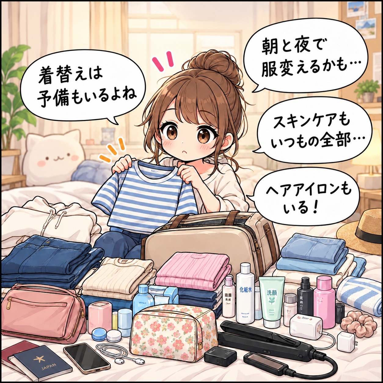 旅乃ちゃんの旅行あるある第5話「1泊だけなのに」の2コマ目