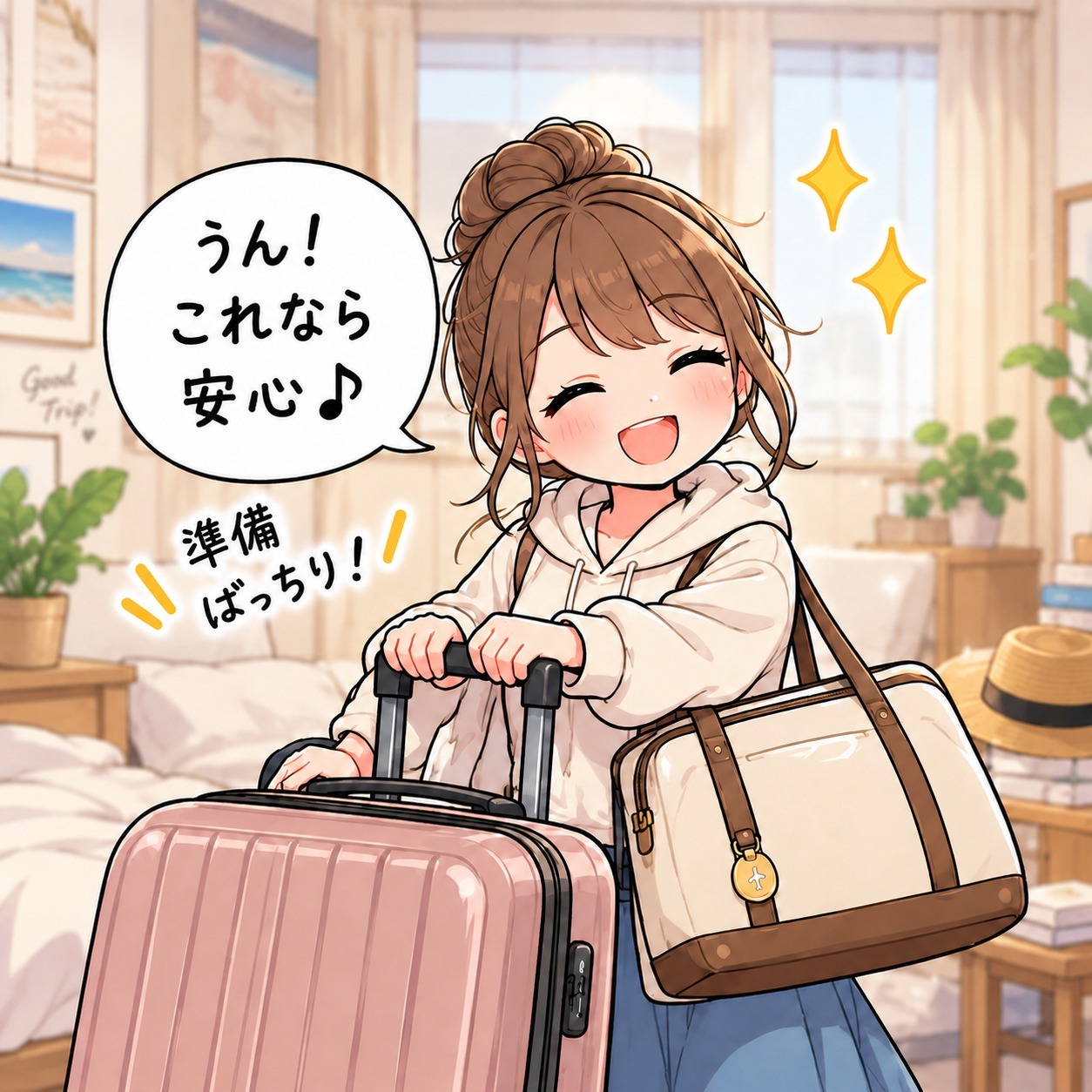 旅乃ちゃんの旅行あるある第5話「1泊だけなのに」の3コマ目