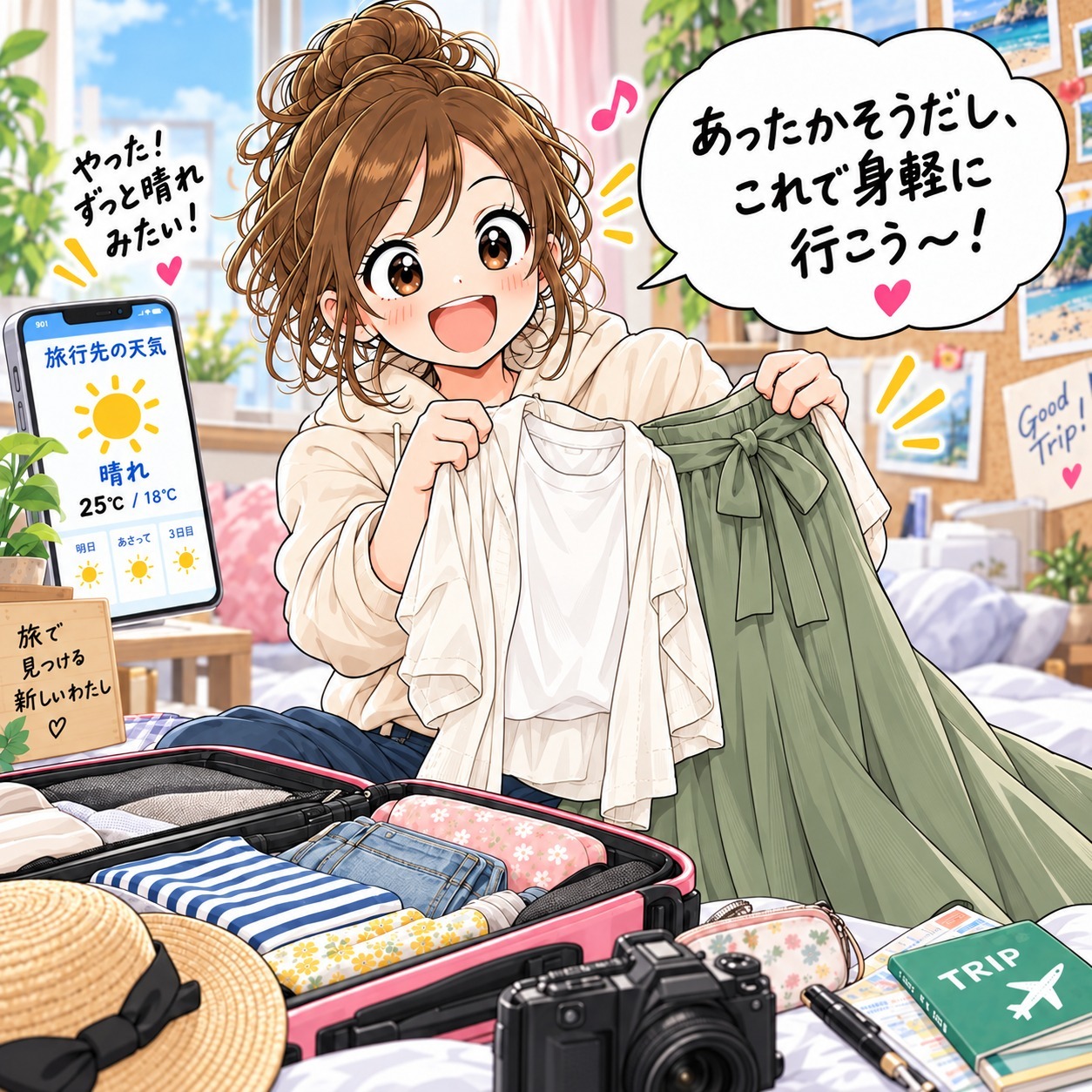 旅乃ちゃんの旅行あるある第6話「天気は見たのに」の2コマ目