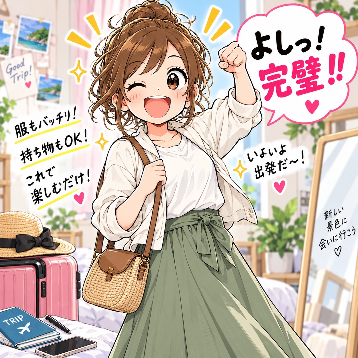 旅乃ちゃんの旅行あるある第6話「天気は見たのに」の3コマ目