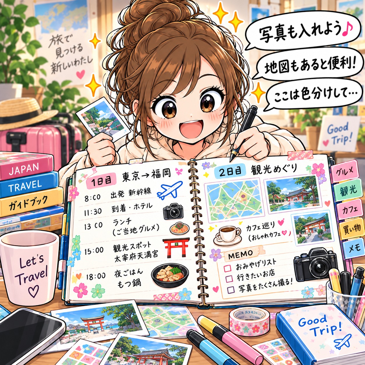 旅乃ちゃんの旅行あるある第8話「しおり、作り込みすぎ」の2コマ目