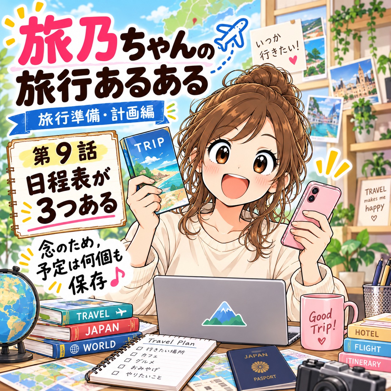 旅乃ちゃんの旅行あるある第9話「日程表が3つある」の表紙
