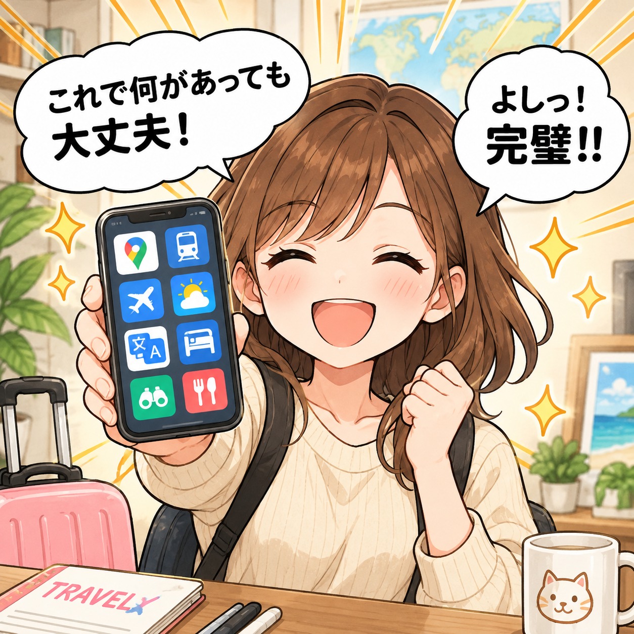 旅乃ちゃんの旅行あるある第10話「アプリ入れすぎ問題」の3コマ目