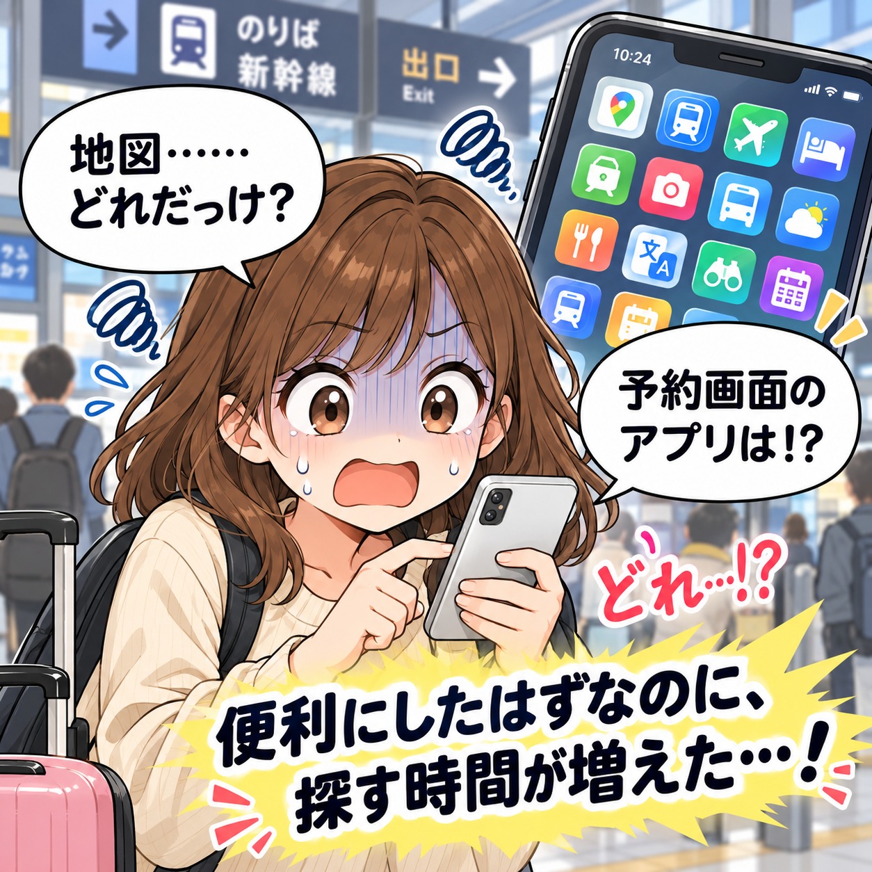 旅乃ちゃんの旅行あるある第10話「アプリ入れすぎ問題」の4コマ目