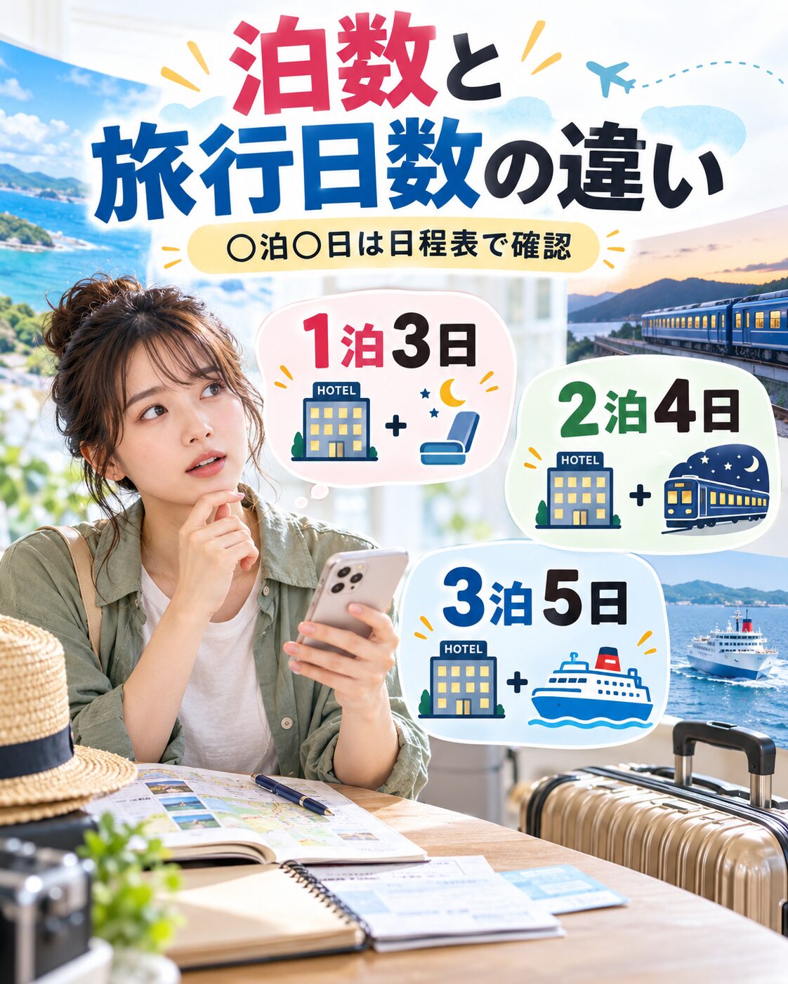 3泊5日・1泊3日・2泊4日とは?