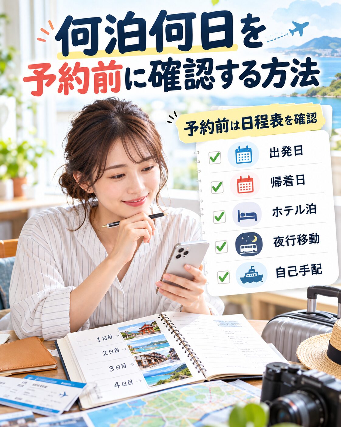 何泊何日を予約前に確認する方法
