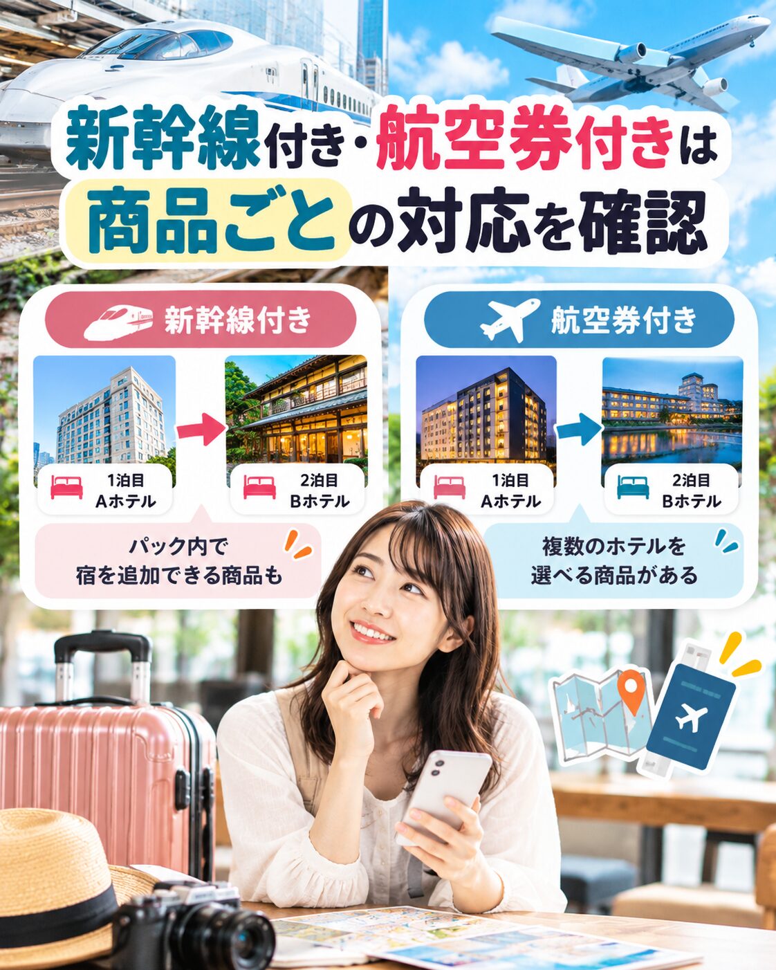 新幹線付きは商品ごとの対応を確認